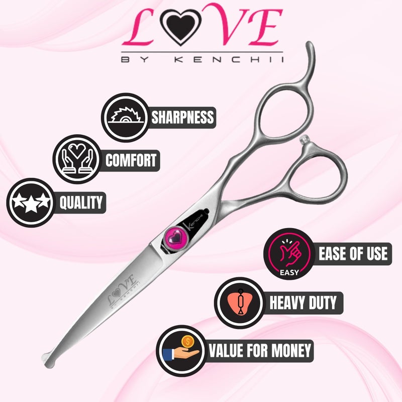 Kenchii Love Dog Grooming Scissors, 6.5 Inch Curved Balltip Shears, Dog Scissors for Grooming, Professional Pet Grooming Scissors, Safety Round Tip Shears - Image 5